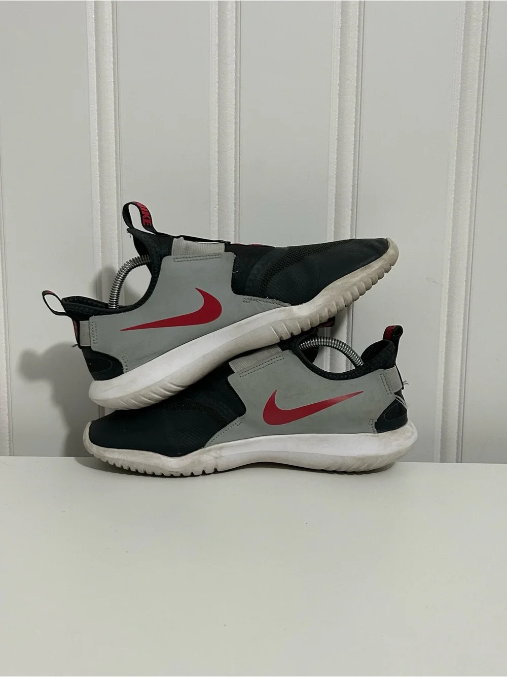 Nike Kids Slip-On Flex Runner Sneakers - Black, Gray & Red